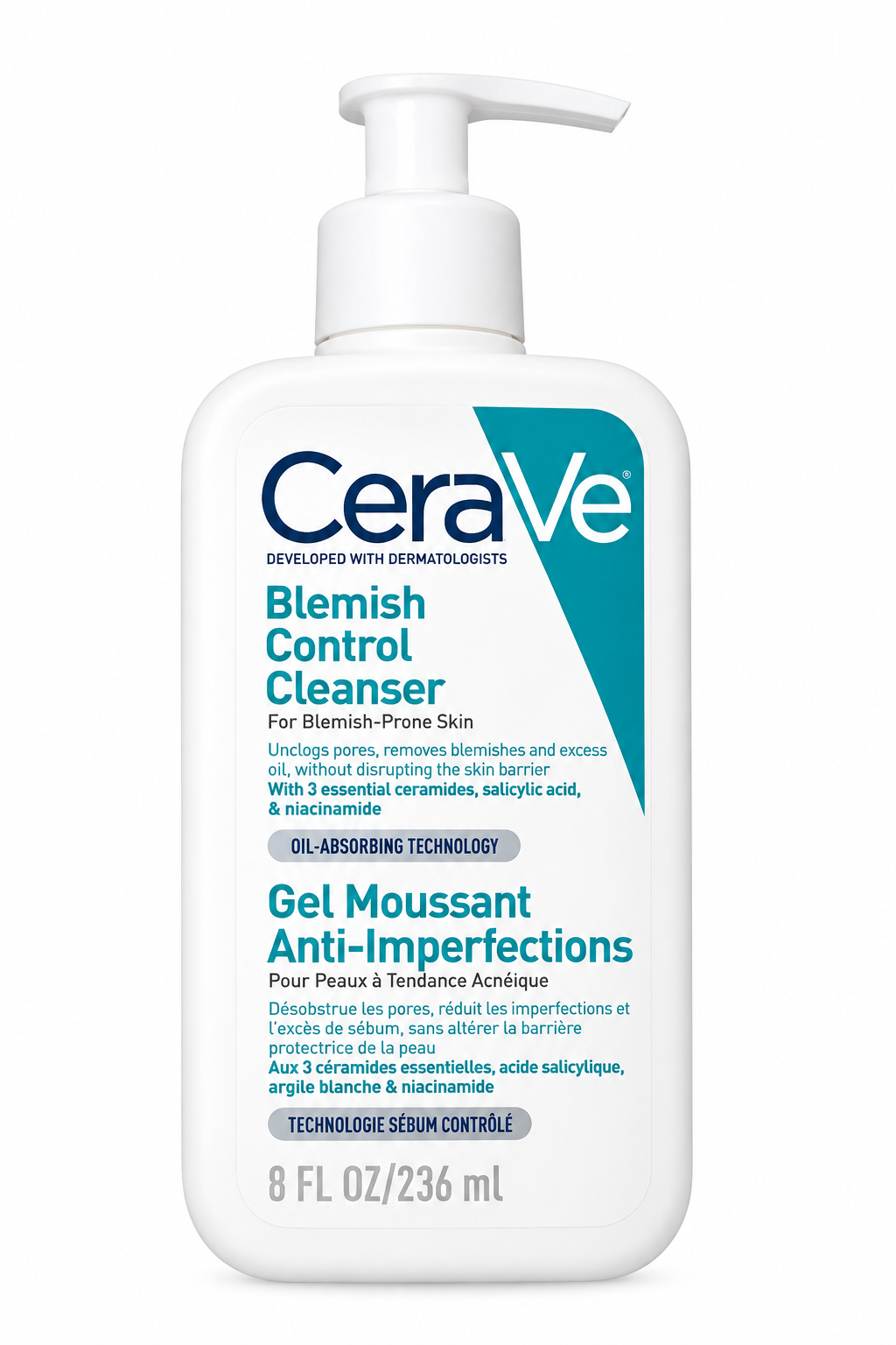 CeraVe Blemish Control Face Cleanser with 2% Salicylic Acid & Niacinamide for Blemish-Prone Skin 236ml