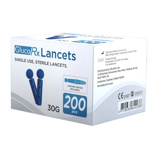 GlucoRx Lancets Single Use Sterile, 30G, 200 pcs